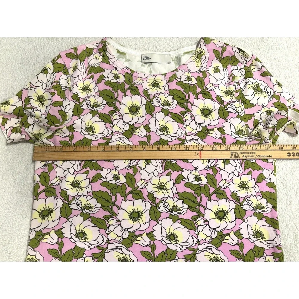 Tory‎ Burch Graphic Floral Multicolor Cotton Crew Neck Short Sleeve T-Shirt XS - Picture 4 of 6